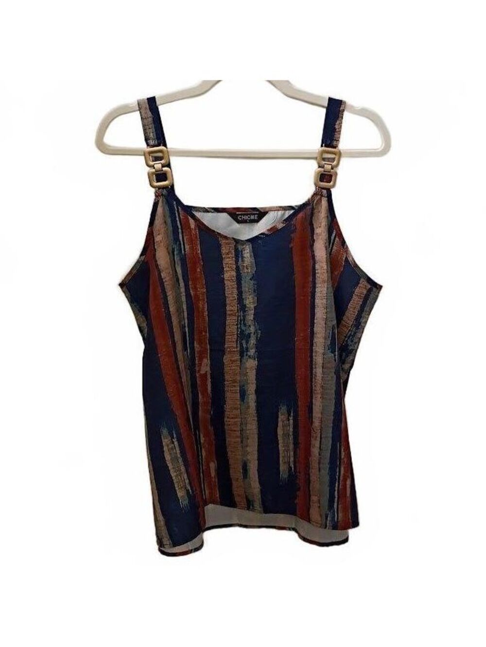 CHICME Women's Striped Adjustable Strap Sleeveless Top Size L